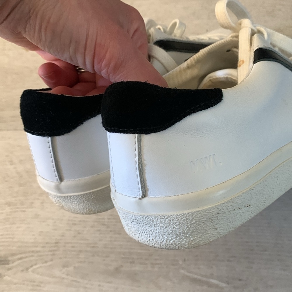 Madewell White black Leather Low Top Sneakers Shoes size 7‎ unisex - Picture 5 of 7